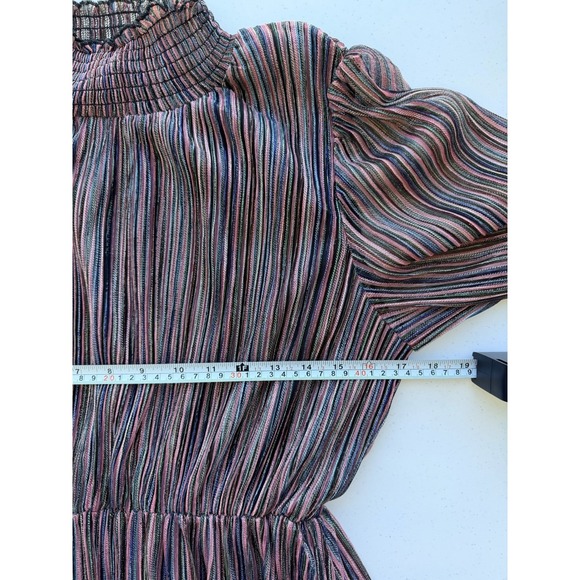 Anthropologie Metallic Lluvia Long Sleeve Mini Dress Rainbow Striped M - Picture 10 of 10